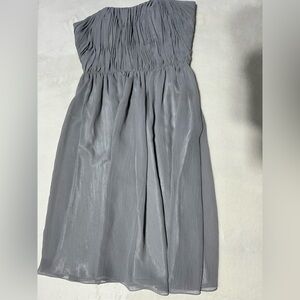 Elegant Gray Strapless Pleated Formal Dress